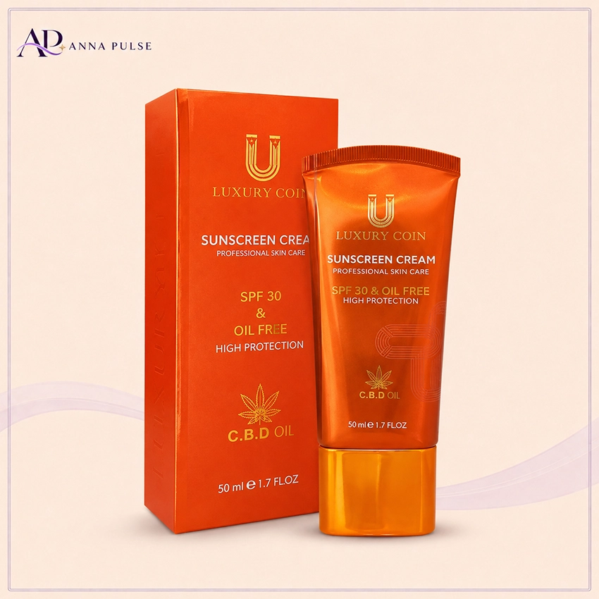 کرم ضد آفتاب لاکچری کوین SPF30 فاقد چربی حاوی روغن CBD حجم 50 میلی لیتر